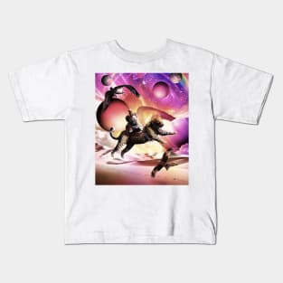 Dog Riding Cheetah In Space Kids T-Shirt